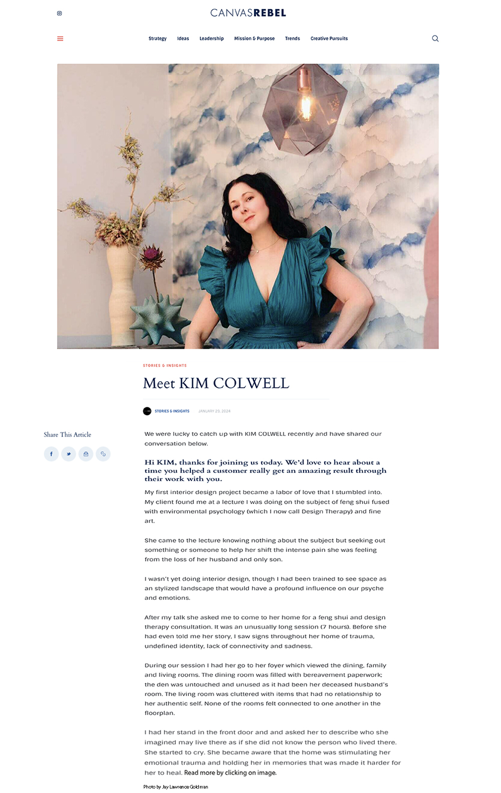 Interior designer story: Kim Colwell shares how she became an interior designer for Rebel Image ,magazine.