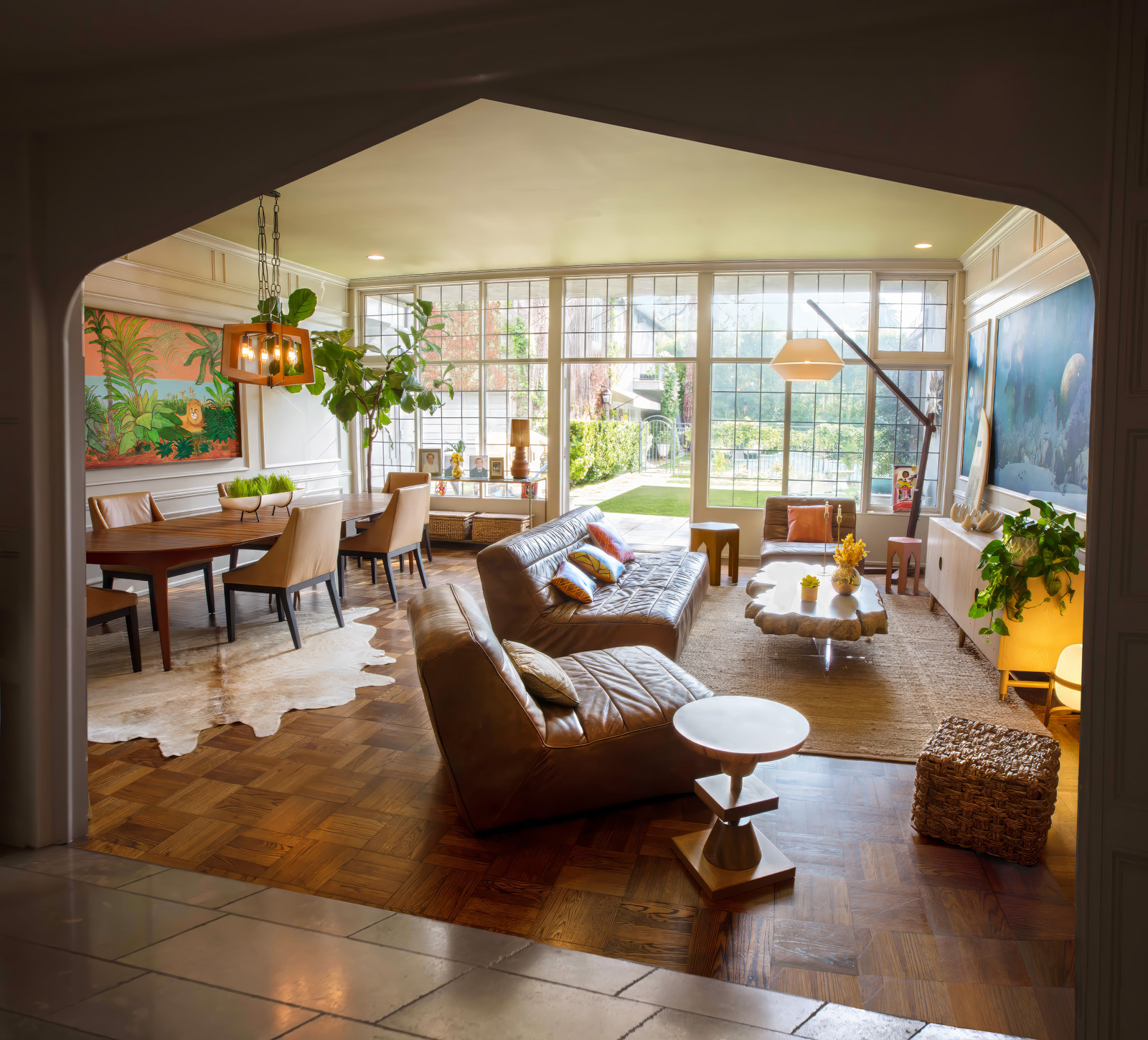 Kim Colwell interior design portfolio image with arched doorway, Los Angeles.