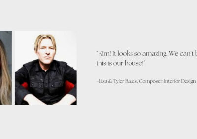 Lisa and Tyler Bates, composer, share an interior design client testimonial for Kim Colwell