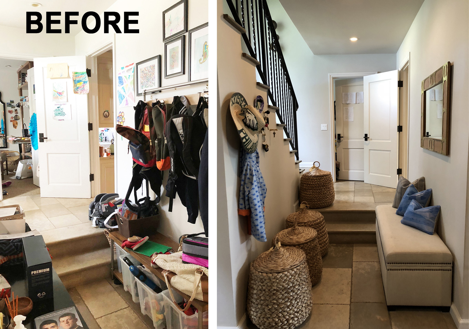 Kim Colwell applies feng shui to this once cluttered mud room, which brought an ease to the use, look, and feel for the final result. 