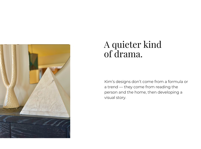 Kim Colwell Design prymid sculpture — "a quieter kind of drama"