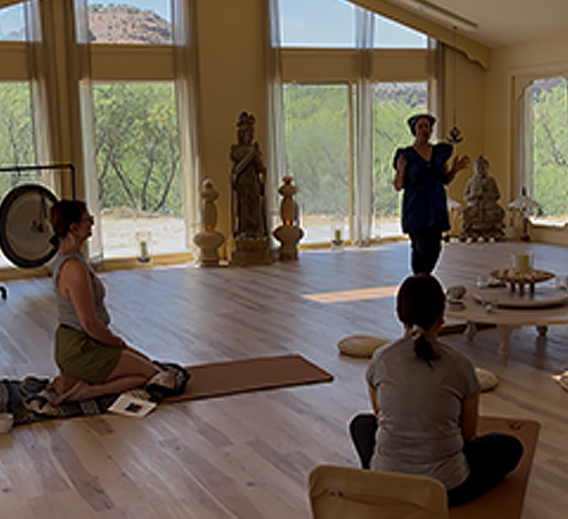 Kim Colwell, teaching at a retreat at Shiloh Sanctuary.